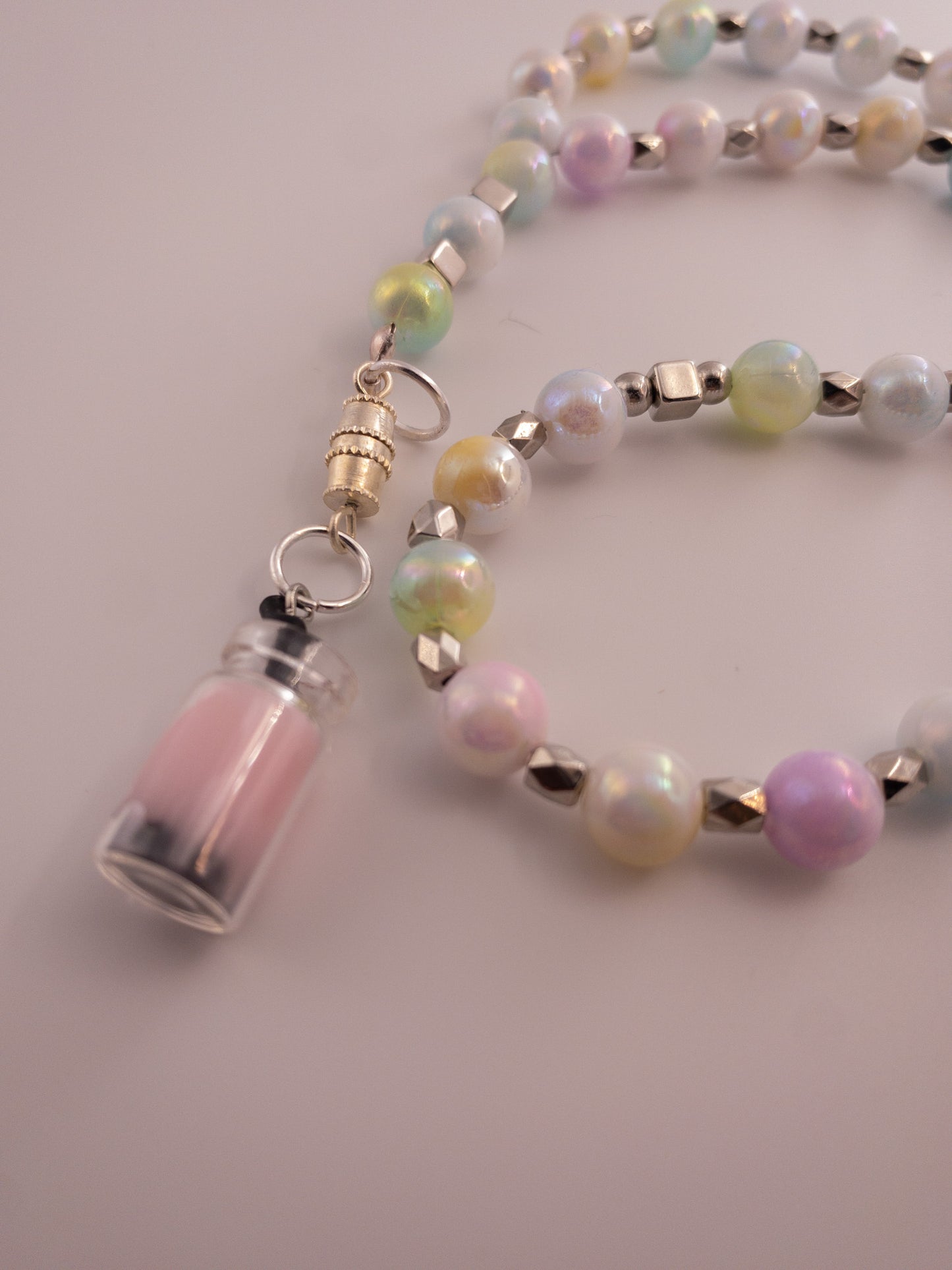 pastel glass bead sebha with boba tea