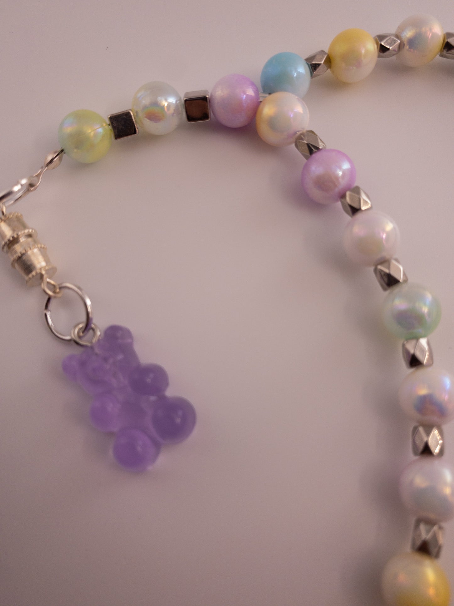 pastel glass bead sebha with bear 