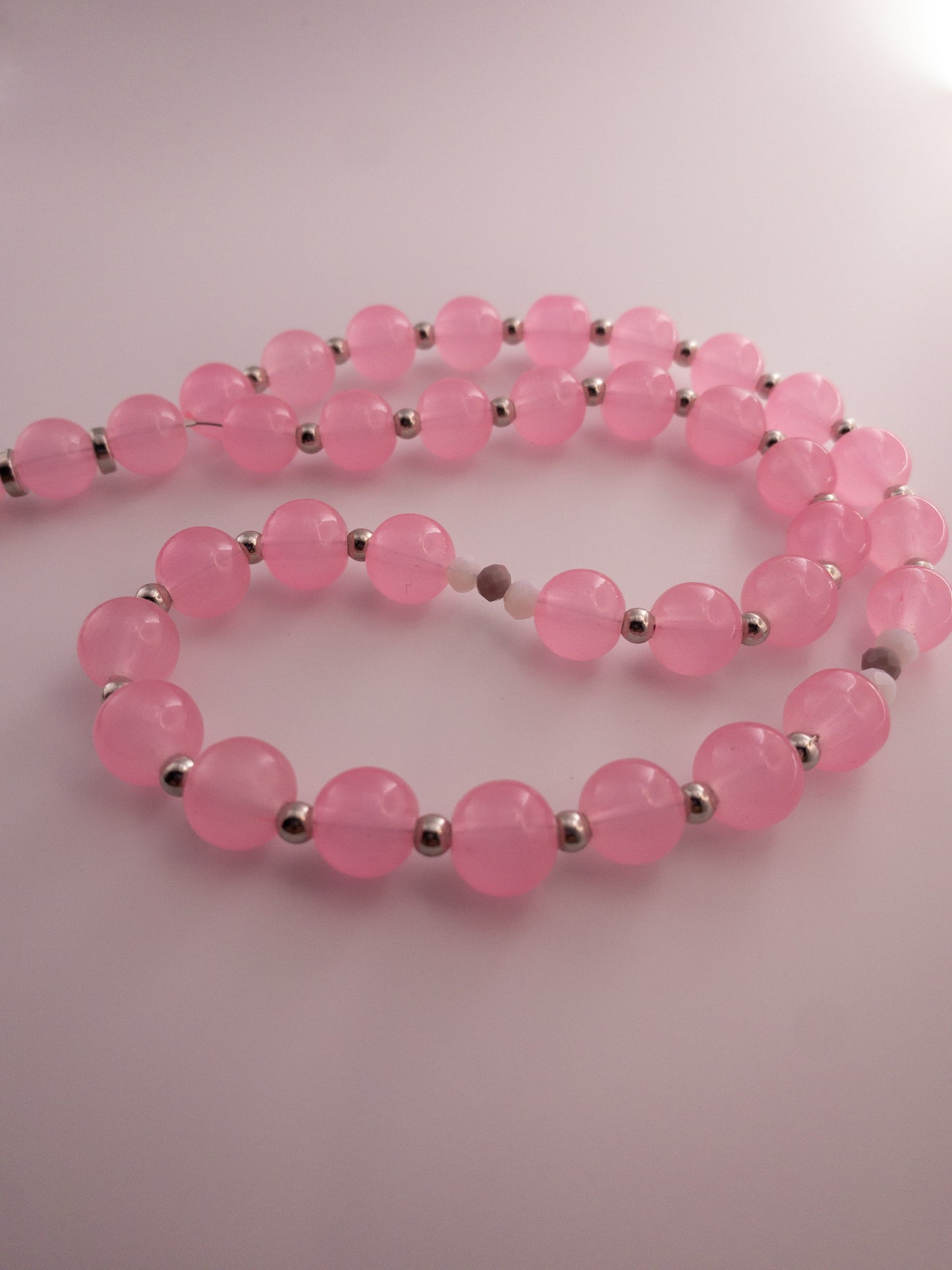 pink glass beads sebha