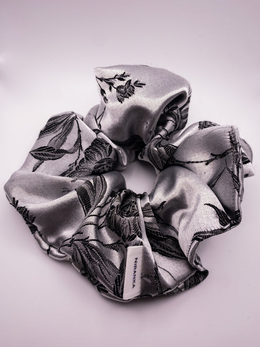 silver brocade scrunchie 